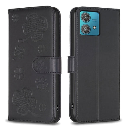 Four-leaf Embossed Leather Phone Case, For Motorola Moto G54 5G EU Edition, For Motorola Edge 40 Neo, For Motorola Moto G14 4G, For Motorola Edge 40 5G
