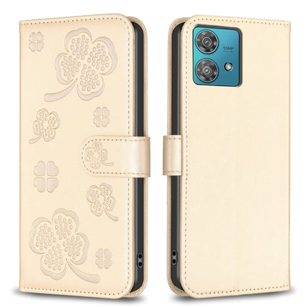 Four-leaf Embossed Leather Phone Case, For Motorola Moto G54 5G EU Edition, For Motorola Edge 40 Neo, For Motorola Moto G14 4G, For Motorola Edge 40 5G