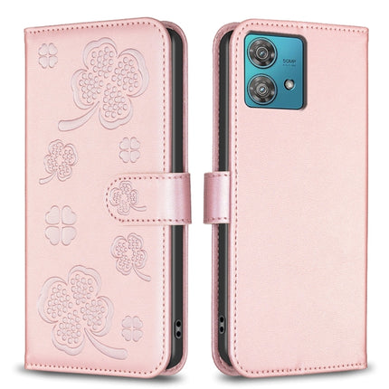 Four-leaf Embossed Leather Phone Case, For Motorola Moto G54 5G EU Edition, For Motorola Edge 40 Neo, For Motorola Moto G14 4G, For Motorola Edge 40 5G