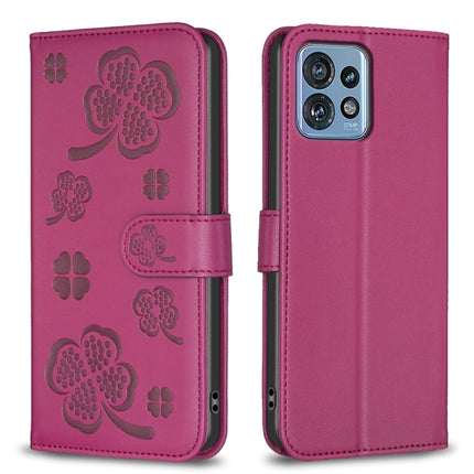 Four-leaf Embossed Leather Phone Case, For Motorola Edge 40 Pro 5G / X40 / X40 Pro, For Motorola Moto G13 4G / G23 4G / G53 5G, For Motorola Moto E13 4G, For Motorola Moto G73 5G