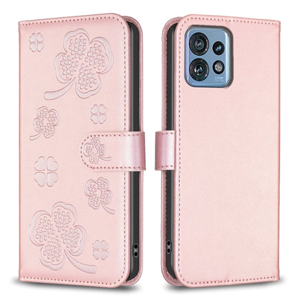 Four-leaf Embossed Leather Phone Case, For Motorola Edge 40 Pro 5G / X40 / X40 Pro, For Motorola Moto G13 4G / G23 4G / G53 5G, For Motorola Moto E13 4G, For Motorola Moto G73 5G