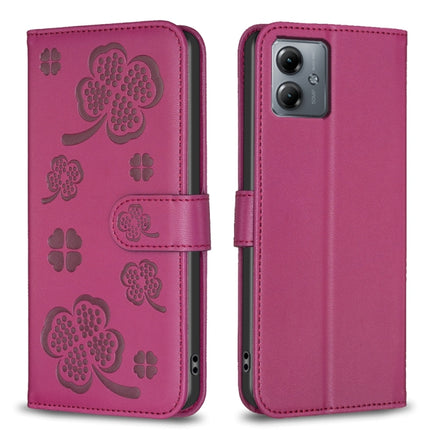 Four-leaf Embossed Leather Phone Case, For Motorola Moto G54 5G EU Edition, For Motorola Edge 40 Neo, For Motorola Moto G14 4G, For Motorola Edge 40 5G