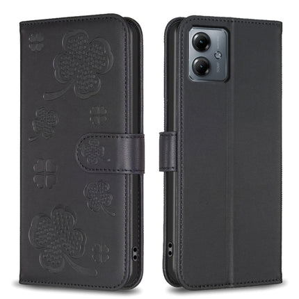 Four-leaf Embossed Leather Phone Case, For Motorola Moto G54 5G EU Edition, For Motorola Edge 40 Neo, For Motorola Moto G14 4G, For Motorola Edge 40 5G