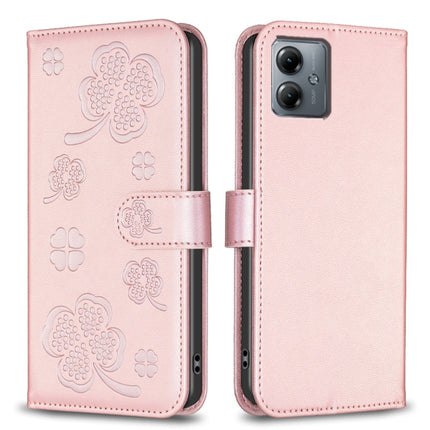 Four-leaf Embossed Leather Phone Case, For Motorola Moto G54 5G EU Edition, For Motorola Edge 40 Neo, For Motorola Moto G14 4G, For Motorola Edge 40 5G
