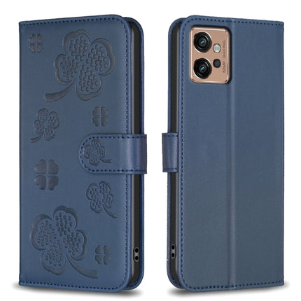 Four-leaf Embossed Leather Phone Case, For Motorola Moto G72, For Motorola Moto G32 4G, For Motorola Moto G42, For Motorola Moto G62