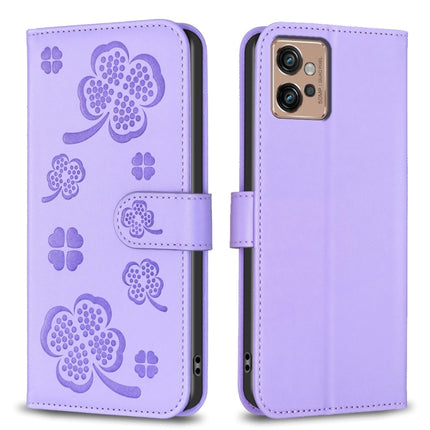 Four-leaf Embossed Leather Phone Case, For Motorola Moto G72, For Motorola Moto G32 4G, For Motorola Moto G42, For Motorola Moto G62