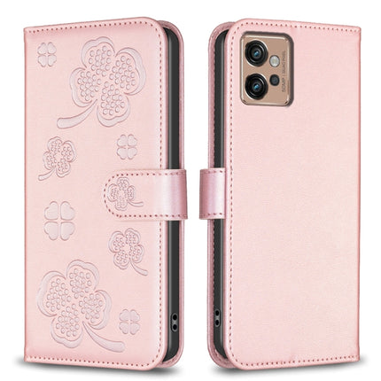 Four-leaf Embossed Leather Phone Case, For Motorola Moto G72, For Motorola Moto G32 4G, For Motorola Moto G42, For Motorola Moto G62