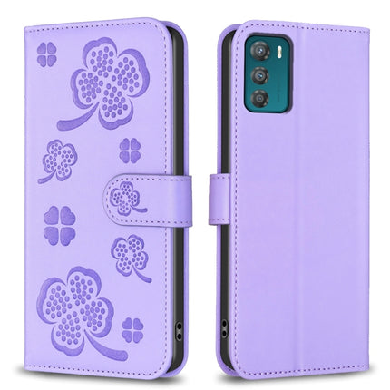Four-leaf Embossed Leather Phone Case, For Motorola Moto G72, For Motorola Moto G32 4G, For Motorola Moto G42, For Motorola Moto G62