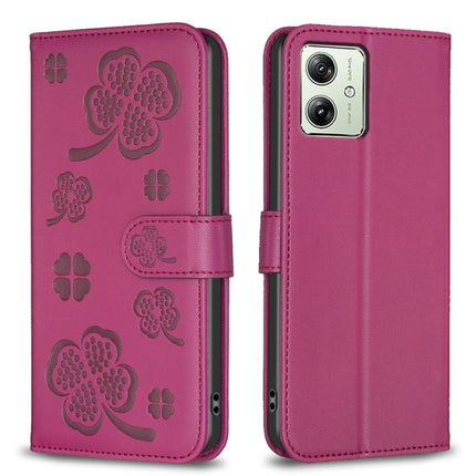 Four-leaf Embossed Leather Phone Case, For Motorola Moto G54 5G EU Edition, For Motorola Edge 40 Neo, For Motorola Moto G14 4G, For Motorola Edge 40 5G