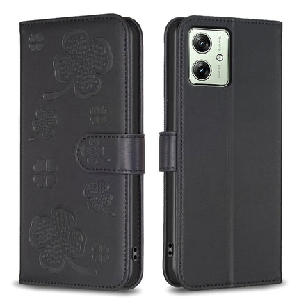 Four-leaf Embossed Leather Phone Case, For Motorola Moto G54 5G EU Edition, For Motorola Edge 40 Neo, For Motorola Moto G14 4G, For Motorola Edge 40 5G
