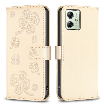 Four-leaf Embossed Leather Phone Case, For Motorola Moto G54 5G EU Edition, For Motorola Edge 40 Neo, For Motorola Moto G14 4G, For Motorola Edge 40 5G