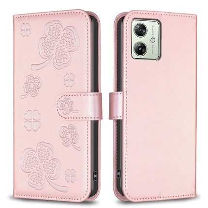 Four-leaf Embossed Leather Phone Case, For Motorola Moto G54 5G EU Edition, For Motorola Edge 40 Neo, For Motorola Moto G14 4G, For Motorola Edge 40 5G
