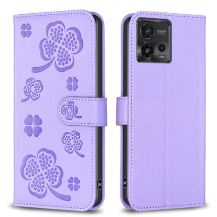 Four-leaf Embossed Leather Phone Case, For Motorola Moto G72, For Motorola Moto G32 4G, For Motorola Moto G42, For Motorola Moto G62