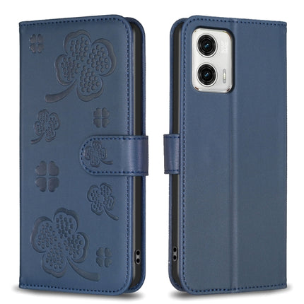 Four-leaf Embossed Leather Phone Case, For Motorola Edge 40 Pro 5G / X40 / X40 Pro, For Motorola Moto G13 4G / G23 4G / G53 5G, For Motorola Moto E13 4G, For Motorola Moto G73 5G