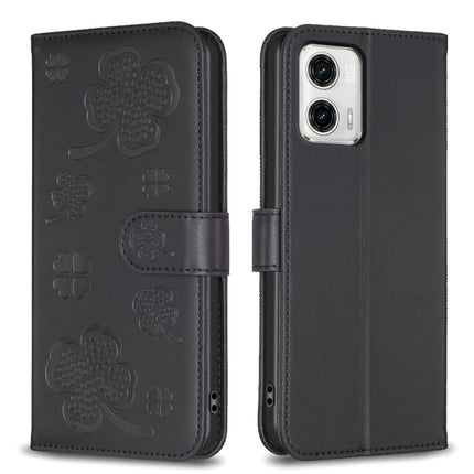 Four-leaf Embossed Leather Phone Case, For Motorola Edge 40 Pro 5G / X40 / X40 Pro, For Motorola Moto G13 4G / G23 4G / G53 5G, For Motorola Moto E13 4G, For Motorola Moto G73 5G