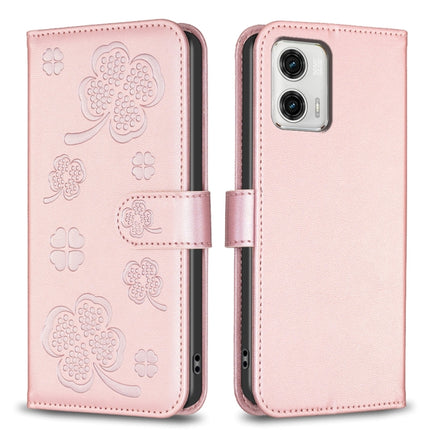Four-leaf Embossed Leather Phone Case, For Motorola Edge 40 Pro 5G / X40 / X40 Pro, For Motorola Moto G13 4G / G23 4G / G53 5G, For Motorola Moto E13 4G, For Motorola Moto G73 5G