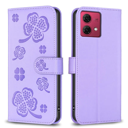 Four-leaf Embossed Leather Phone Case, For Motorola Moto G85, For Motorola Edge 50 Pro 5G, For Motorola Moto G24 / E14 / G04, For Motorola Moto G84