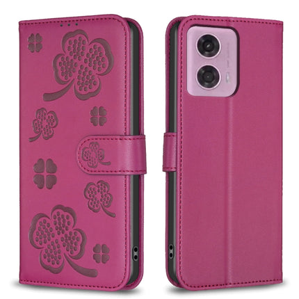 Four-leaf Embossed Leather Phone Case, For Motorola Moto G37/G47/G37 Power 5G, For Motorola Moto G35, For Motorola Moto G55, For Motorola Moto G34 5G / G45 5G