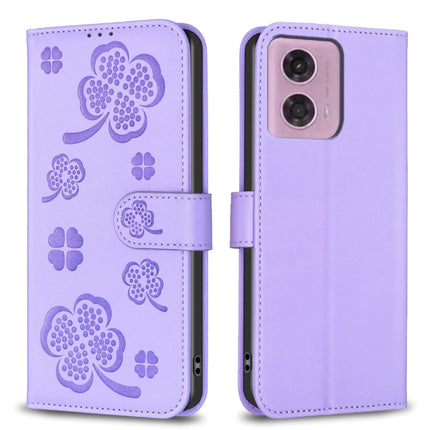 Four-leaf Embossed Leather Phone Case, For Motorola Moto G85, For Motorola Edge 50 Pro 5G, For Motorola Moto G24 / E14 / G04, For Motorola Moto G84