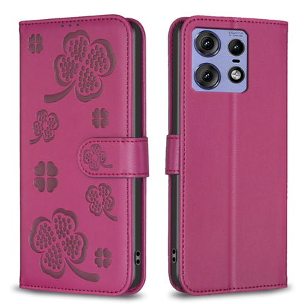 Four-leaf Embossed Leather Phone Case, For Motorola Moto G85, For Motorola Edge 50 Pro 5G, For Motorola Moto G24 / E14 / G04, For Motorola Moto G84