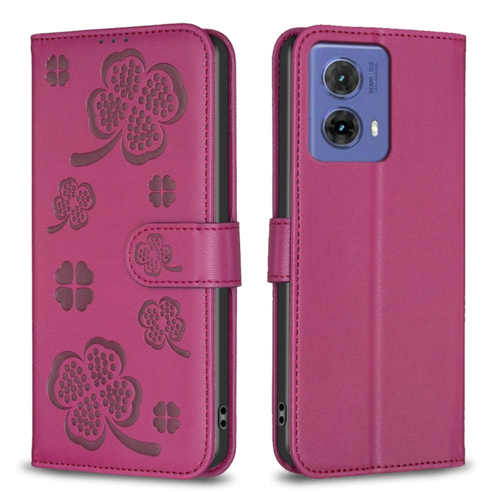 Four-leaf Embossed Leather Phone Case, For Motorola Moto G85, For Motorola Edge 50 Pro 5G, For Motorola Moto G24 / E14 / G04, For Motorola Moto G84