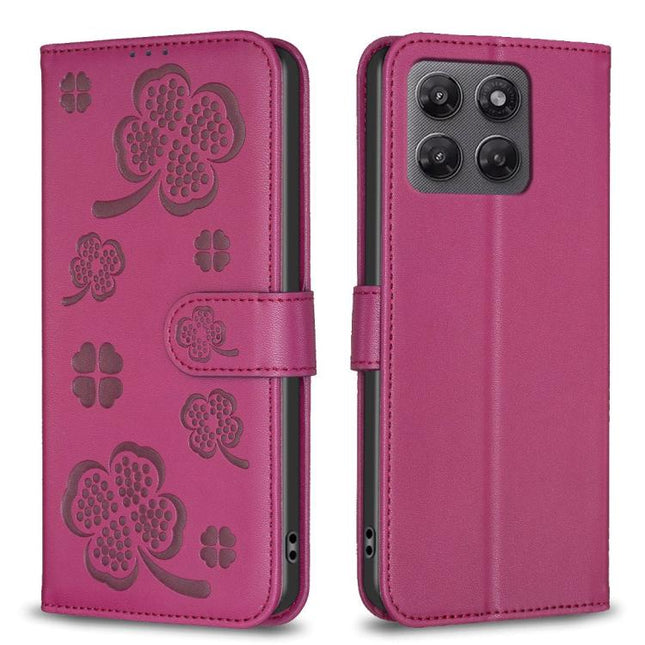 Four-leaf Embossed Leather Phone Case, For Motorola Moto G37/G47/G37 Power 5G, For Motorola Moto G35, For Motorola Moto G55, For Motorola Moto G34 5G / G45 5G