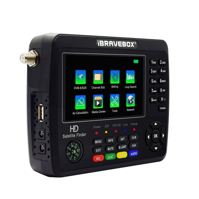 iBRAVEBOX V10 Finder Max+ 4.3 inch Display Digital Satellite Meter Signal Finder, Support DVB-S/S2/S2X AHD, EU Plug, US Plug, UK Plug, AU Plug