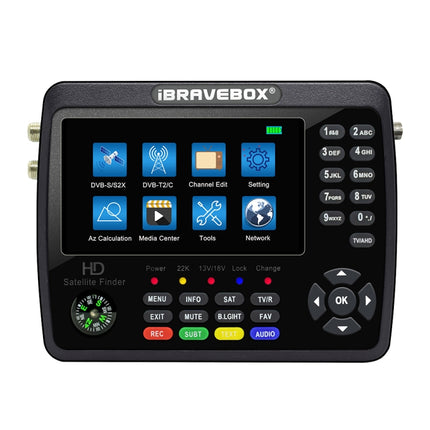 iBRAVEBOX V10 Finder Pro+ 4.3 inch Display Digital Satellite Meter Signal Finder, Support DVB-S/S2/S2X/T/T2/C AHD, EU Plug, US Plug, UK Plug, AU Plug
