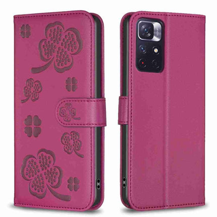Four-leaf Embossed Leather Phone Case, For Xiaomi 13T, For Xiaomi Redmi 12 4G, For Xiaomi Poco F5 5G, For Xiaomi Redmi Note 11 / 12S 4G