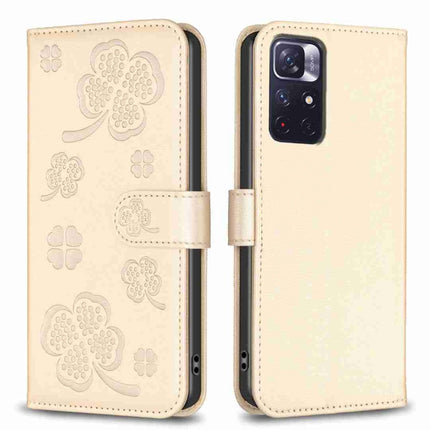 Four-leaf Embossed Leather Phone Case, For Xiaomi 13T, For Xiaomi Redmi 12 4G, For Xiaomi Poco F5 5G, For Xiaomi Redmi Note 11 / 12S 4G