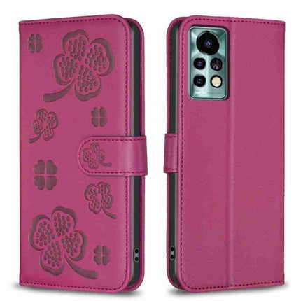 Four-leaf Embossed Leather Phone Case, For Xiaomi Redmi 10 / Note 11 4G, For Xiaomi Redmi Note 11 Pro Global, For Xiaomi 11T / 11T Pro, For Xiaomi Redmi Note 10 5G