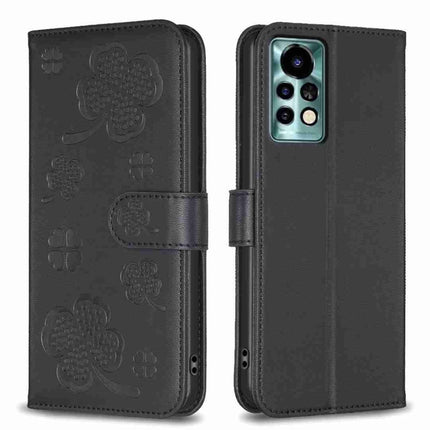 Four-leaf Embossed Leather Phone Case, For Xiaomi Redmi 10 / Note 11 4G, For Xiaomi Redmi Note 11 Pro Global, For Xiaomi 11T / 11T Pro, For Xiaomi Redmi Note 10 5G