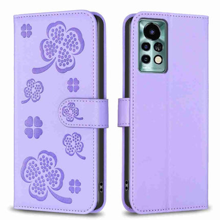 Four-leaf Embossed Leather Phone Case, For Xiaomi Redmi 10 / Note 11 4G, For Xiaomi Redmi Note 11 Pro Global, For Xiaomi 11T / 11T Pro, For Xiaomi Redmi Note 10 5G