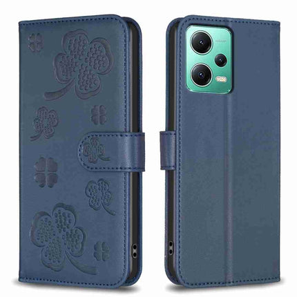 Four-leaf Embossed Leather Phone Case, For Xiaomi Poco C55 / Redmi 12C, For Xiaomi Redmi Note 12 Pro+ 5G Global, For Xiaomi Redmi Note 12 Pro 5G Global, For Xiaomi Redmi Note 12 5G Global
