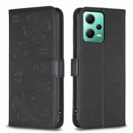 Four-leaf Embossed Leather Phone Case, For Xiaomi Poco C55 / Redmi 12C, For Xiaomi Redmi Note 12 Pro+ 5G Global, For Xiaomi Redmi Note 12 Pro 5G Global, For Xiaomi Redmi Note 12 5G Global