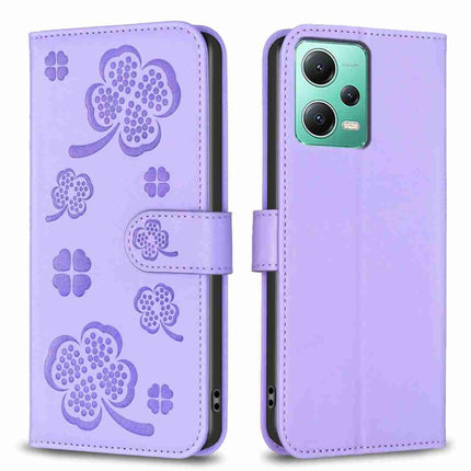 Four-leaf Embossed Leather Phone Case, For Xiaomi Poco C55 / Redmi 12C, For Xiaomi Redmi Note 12 Pro+ 5G Global, For Xiaomi Redmi Note 12 Pro 5G Global, For Xiaomi Redmi Note 12 5G Global