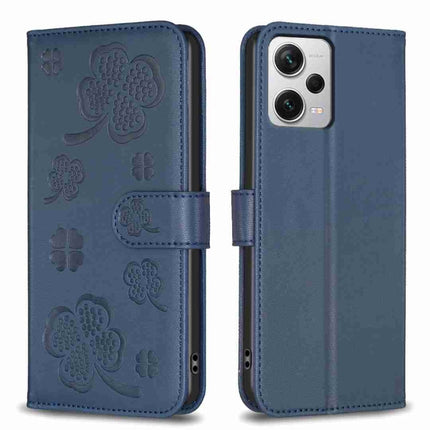 Four-leaf Embossed Leather Phone Case, For Xiaomi Poco C55 / Redmi 12C, For Xiaomi Redmi Note 12 Pro+ 5G Global, For Xiaomi Redmi Note 12 Pro 5G Global, For Xiaomi Redmi Note 12 5G Global