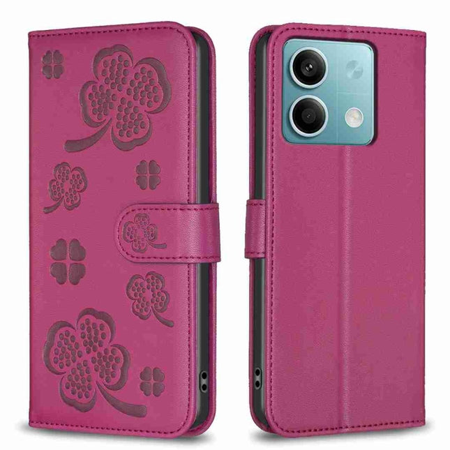Four-leaf Embossed Leather Phone Case, For Xiaomi Redmi Note 13, For Xiaomi Redmi 13C, For Xiaomi Redmi Note 13 Pro+ 5G, For Xiaomi Redmi Note 13 Pro 5G