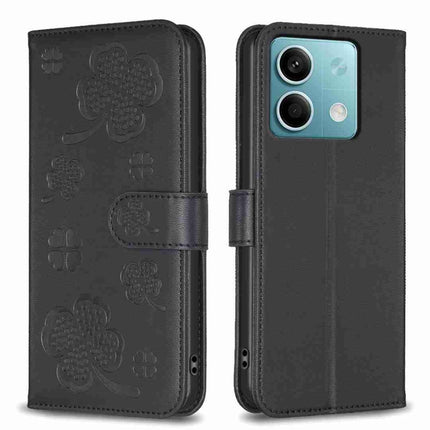 Four-leaf Embossed Leather Phone Case, For Xiaomi Redmi Note 13, For Xiaomi Redmi 13C, For Xiaomi Redmi Note 13 Pro+ 5G, For Xiaomi Redmi Note 13 Pro 5G