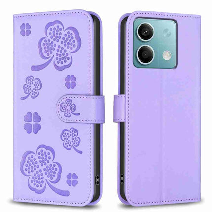 Four-leaf Embossed Leather Phone Case, For Xiaomi Redmi Note 13, For Xiaomi Redmi 13C, For Xiaomi Redmi Note 13 Pro+ 5G, For Xiaomi Redmi Note 13 Pro 5G