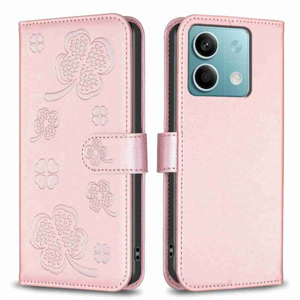 Four-leaf Embossed Leather Phone Case, For Xiaomi Redmi Note 13, For Xiaomi Redmi 13C, For Xiaomi Redmi Note 13 Pro+ 5G, For Xiaomi Redmi Note 13 Pro 5G