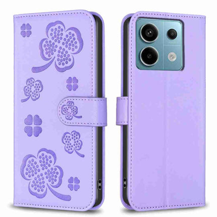 Four-leaf Embossed Leather Phone Case, For Xiaomi Redmi Note 13, For Xiaomi Redmi 13C, For Xiaomi Redmi Note 13 Pro+ 5G, For Xiaomi Redmi Note 13 Pro 5G