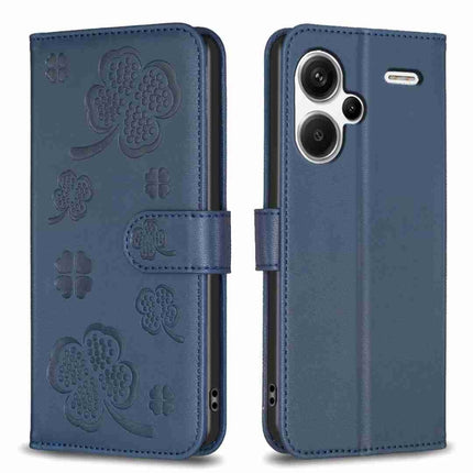 Four-leaf Embossed Leather Phone Case, For Xiaomi Redmi Note 13, For Xiaomi Redmi 13C, For Xiaomi Redmi Note 13 Pro+ 5G, For Xiaomi Redmi Note 13 Pro 5G