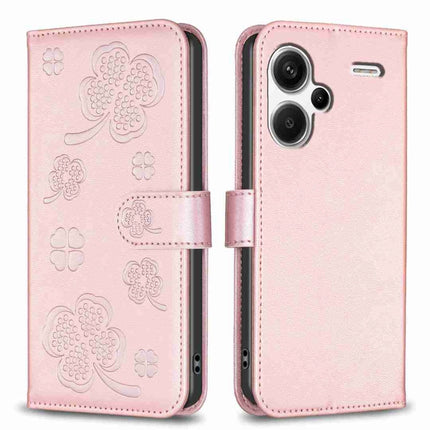 Four-leaf Embossed Leather Phone Case, For Xiaomi Redmi Note 13, For Xiaomi Redmi 13C, For Xiaomi Redmi Note 13 Pro+ 5G, For Xiaomi Redmi Note 13 Pro 5G