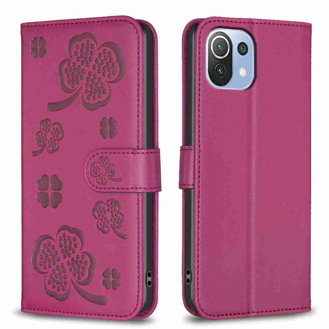 Four-leaf Embossed Leather Phone Case, For Xiaomi Mi 11 Lite, For Xiaomi Redmi Note 10 4G / 10S, For Xiaomi Redmi Note 10 Pro, For Xiaomi Poco M3