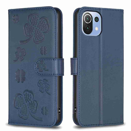 Four-leaf Embossed Leather Phone Case, For Xiaomi Mi 11 Lite, For Xiaomi Redmi Note 10 4G / 10S, For Xiaomi Redmi Note 10 Pro, For Xiaomi Poco M3