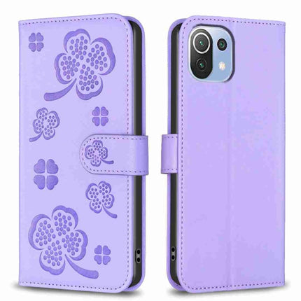 Four-leaf Embossed Leather Phone Case, For Xiaomi Mi 11 Lite, For Xiaomi Redmi Note 10 4G / 10S, For Xiaomi Redmi Note 10 Pro, For Xiaomi Poco M3