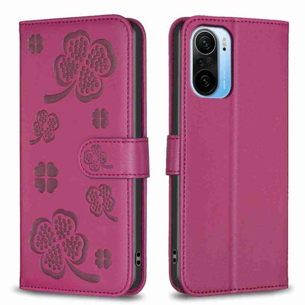 Four-leaf Embossed Leather Phone Case, For Xiaomi Redmi 10 5G / Note 11E, For Xiaomi Redmi 9C / 10A, For Xiaomi Redmi 10C, For Xiaomi Mi 11i / Poco F3