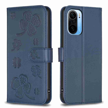 Four-leaf Embossed Leather Phone Case, For Xiaomi Redmi 10 5G / Note 11E, For Xiaomi Redmi 9C / 10A, For Xiaomi Redmi 10C, For Xiaomi Mi 11i / Poco F3