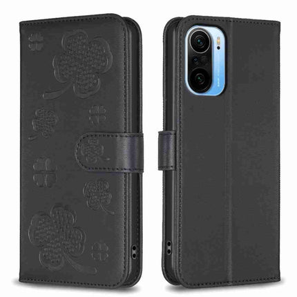 Four-leaf Embossed Leather Phone Case, For Xiaomi Redmi 10 5G / Note 11E, For Xiaomi Redmi 9C / 10A, For Xiaomi Redmi 10C, For Xiaomi Mi 11i / Poco F3